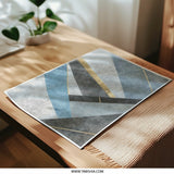 Abstract Geometric Photographic Print, Modern Art Print, Triangle Art, Blue Gray Gold Wall Decor, Home Decor, Office Decor - Tawshia