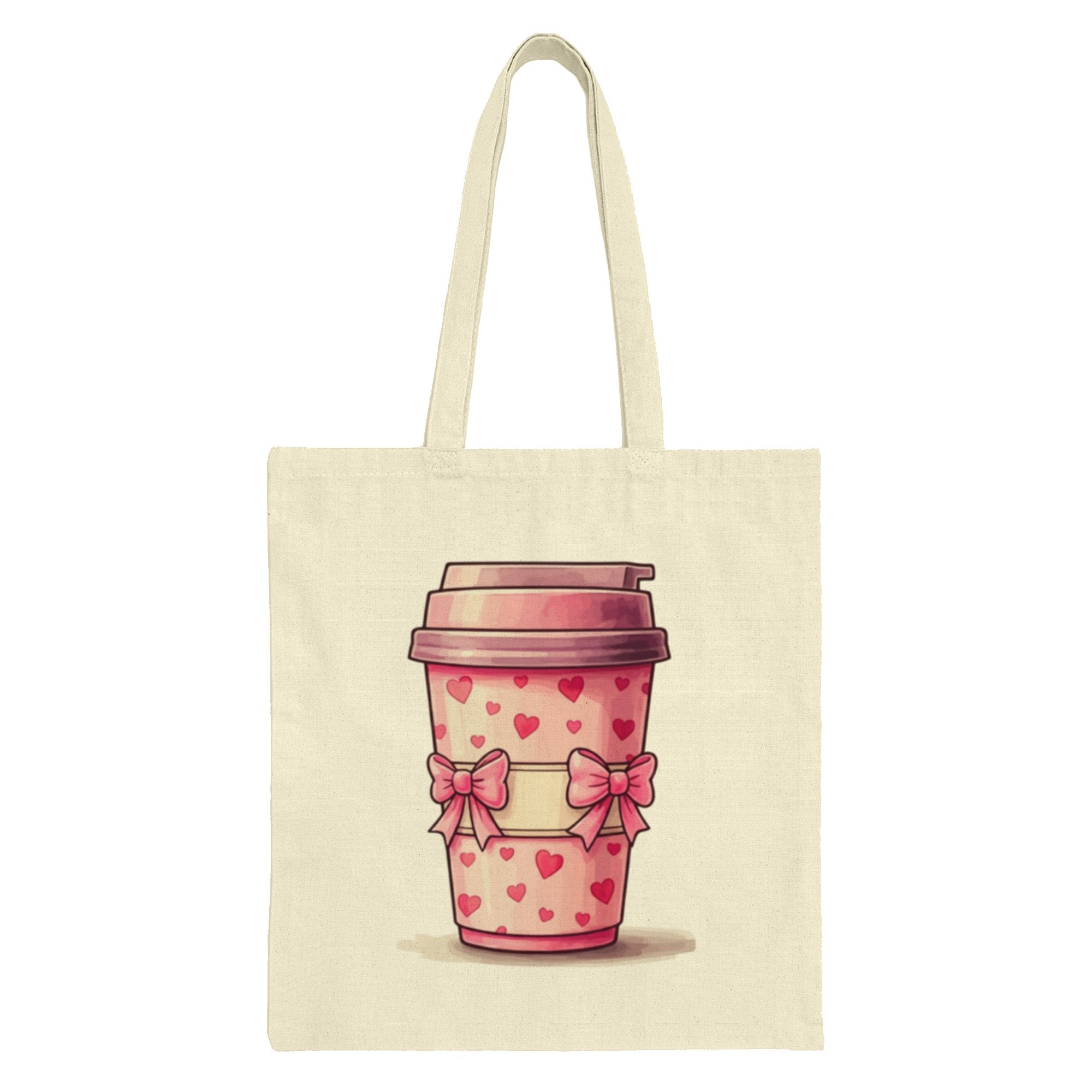 Cute Coffee Cup with Hearts Tote Bag Product
