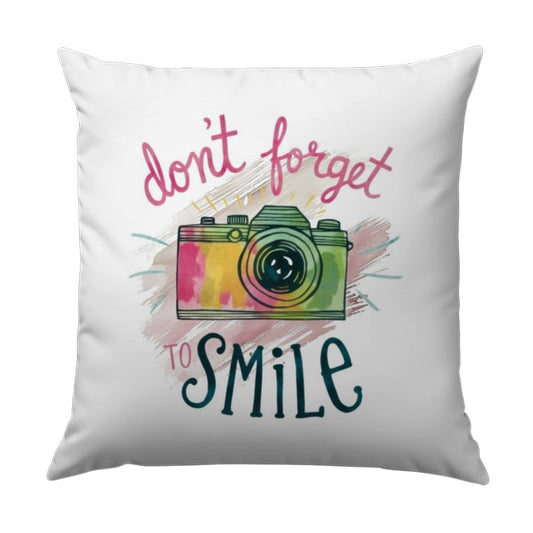 Smile Pillow, Watercolor Camera, Photography Decor, Cute Pillow, Inspirational Quote Pillow, Colorful Cushion, Home Decor, Accent Pillow - Tawshia