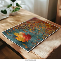 Autumn Leaf Photographic Print, Fall Season Art, Nature Photography, Vibrant Colors, Maple Leaf Decor, Seasonal Wall Art - Tawshia
