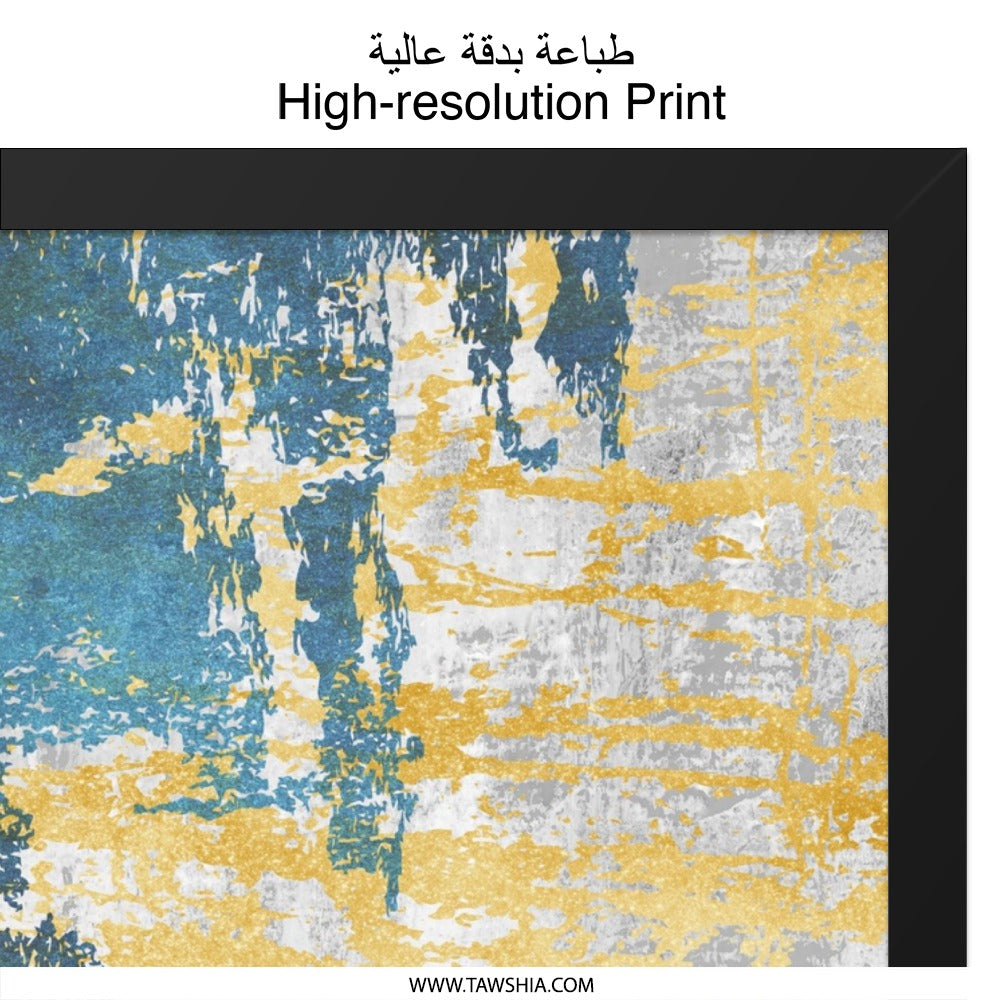 Abstract Wall Art Print, Blue and Gold Artwork, Modern Home Decor, Contemporary Wall Hanging, Unique Gift Idea - Tawshia