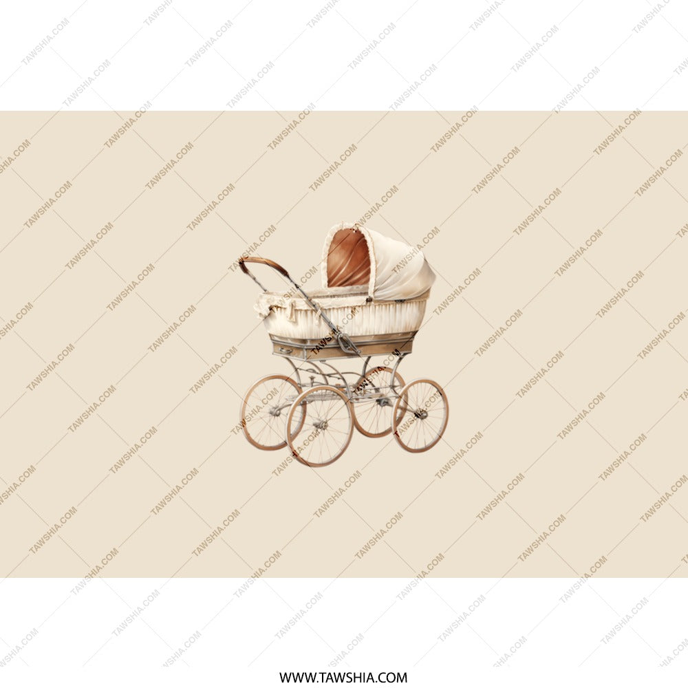 Vintage Pram Tumbler, Baby Carriage Tumbler, Elegant Pram Design, Classic Baby Stroller Art, Drinkware Gift, Unique Gift - Tawshia