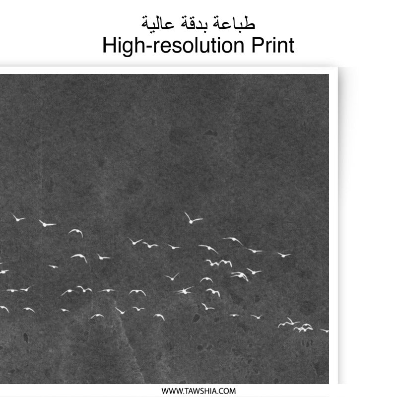 Birds in Flight Photographic Print, Black and White Sky Photography, Cloudscape Art, Nature Wall Decor, Modern Art Print (137) - Tawshia