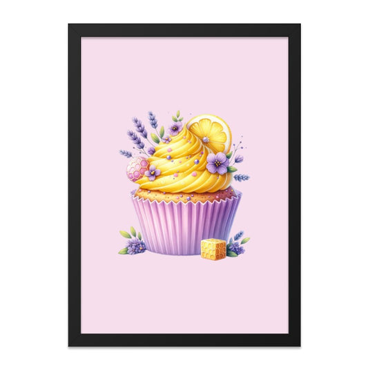 Lemon Lavender Cupcake Wall Art, Whimsical Pastry Print, Sweet Treat Home Decor, Kitchen Art, Dessert Lover Gift, Foodie Wall Decor - Tawshia