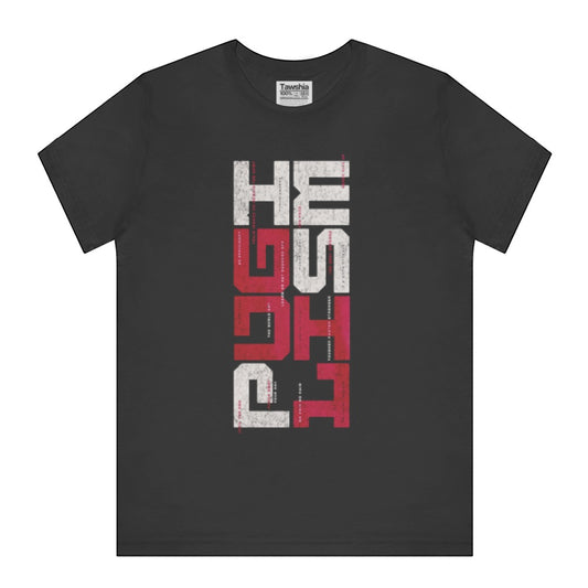 Bold Red and White Graphic on Black T-Shirt product