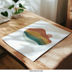 Minimalist Mountain Photographic Print, Abstract Landscape Wall Art, Geometric Mountain Art Print, Sunset Illustration, Home Decor - Tawshia