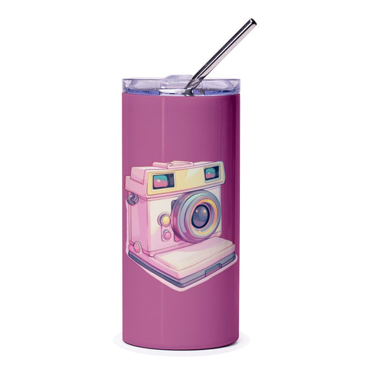 Retro Camera Tumbler, Vintage Style Tumbler, Photographer Gift, Cool Tumbler, Unique Design, Cute Tumbler, Drinkware - Tawshia