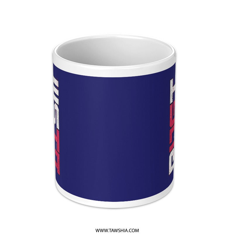 Bold Cobalt Blue Mug with Vertical Text Design product
