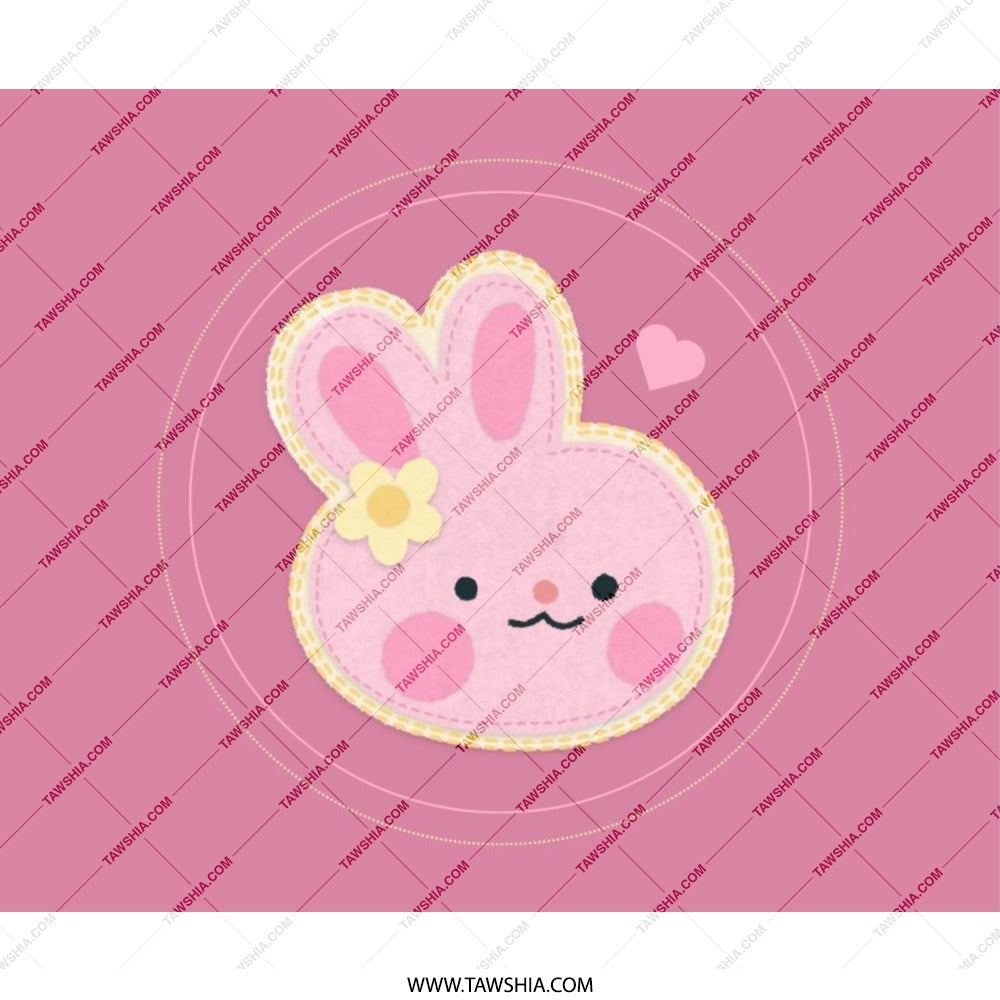 Pink Bunny Mouse Pad, Cute Rabbit Desk Accessory, Kawaii Office Decor, Playful Computer Mat, Flower Bunny Design, Gift for Her, Easter Decor - Tawshia