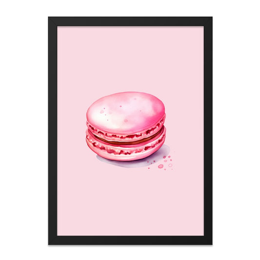 Pink Macaron Wall Art, Watercolor Food Print, Kitchen Decor, Pastel Art, Confectionery Gift, Dessert Wall Decor, Bakery Art Print - Tawshia