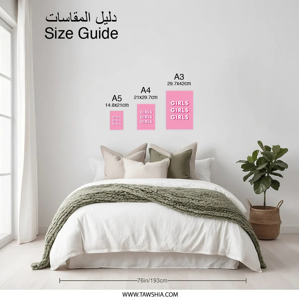 Girls Girls Girls, Photographic Print, Pink Wall Art, Girly Decor, Typography Poster, Statement Art, Girls Room Decor, Inspirational Art - Tawshia