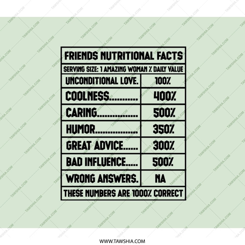 Friends Nutritional Facts Backpack, Funny Friendship Backpack, Gift for Best Friend, Novelty Backpack, Unique Backpack, Gift Idea - Tawshia