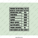 Friends Nutritional Facts Backpack, Funny Friendship Backpack, Gift for Best Friend, Novelty Backpack, Unique Backpack, Gift Idea - Tawshia