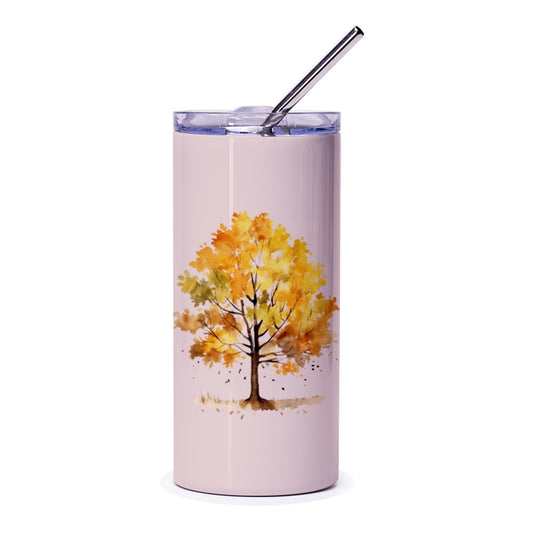 Autumn Tree Tumbler, Watercolor Fall Design, Unique Travel Mug, Aesthetic Coffee Cup, Nature Lover Gift, Stylish Insulated Tumbler - Tawshia