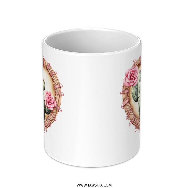 Cactus Mug, Heart Mug, Floral Mug, Desert Mug, Plant Lover Gift, Cute Mug, Watercolor Mug, Unique Coffee Mug, Tea Cup, Gift For Her - Tawshia