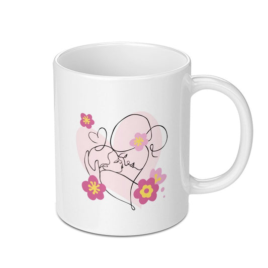 Mother and Child Mug, Floral Mug, Mom Gift, Minimalist Line Art Mug, Motherhood Coffee Mug, Gift for New Mom, Mom and Baby Mug, Mom Present - Tawshia