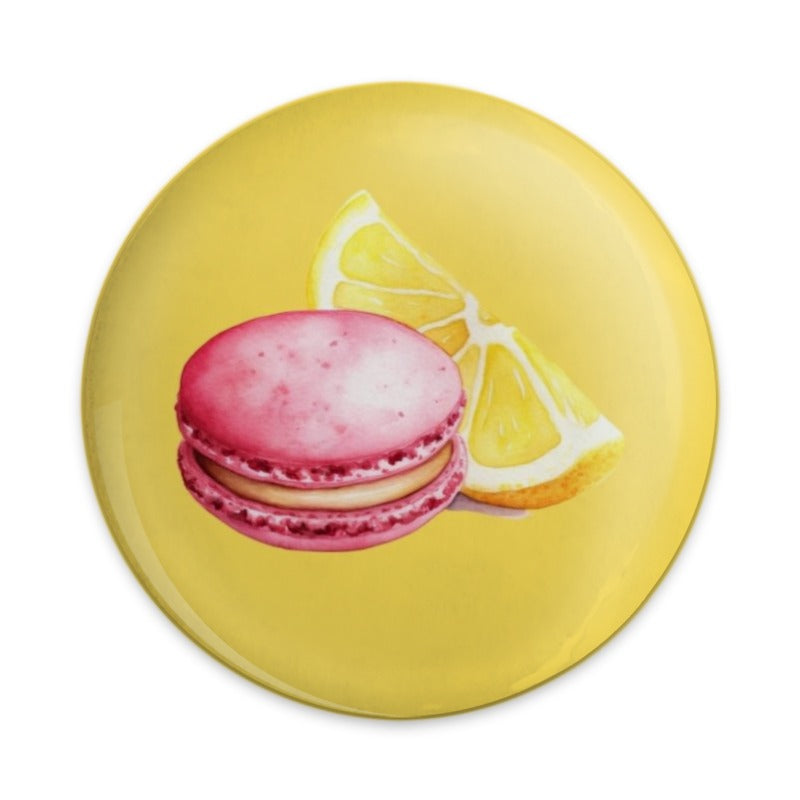 Macaron Lemon Pinback Button, Foodie Button, Dessert Art, Kitchen Decor, Chef Gift, Cute Button Badge, Unique Button, Fruit Button - Tawshia