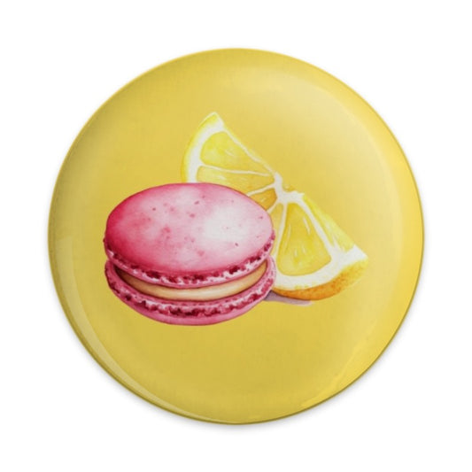 Macaron Lemon Pinback Button, Foodie Button, Dessert Art, Kitchen Decor, Chef Gift, Cute Button Badge, Unique Button, Fruit Button - Tawshia
