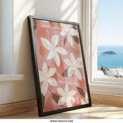 Floral Wall Art, White Flower Print, Botanical Art, Modern Home Decor, Pink Wall Decor, Flower Poster, Housewarming Gift, Living Room Art - Tawshia