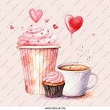 Cupcake Coffee Hearts Pinback Button, Valentines Day Badge, Cute Button, Foodie Button, Gift for Baker, Party Favor, Coffee Lover Gift - Tawshia