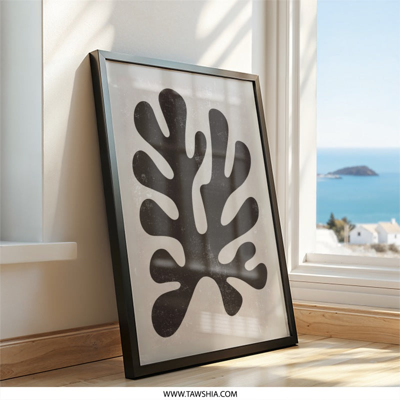 Abstract Coral Wall Art, Modern Organic Print, Botanical Silhouette Decor, Neutral Earth Tone Minimalist Artwork, Unique Home Gallery - Tawshia
