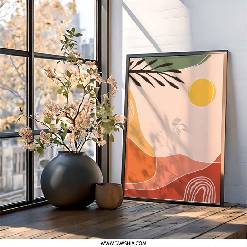Abstract Art Print, Minimalist Wall Art, Boho Home Decor, Modern Art, Living Room Art, Botanical Print, Wall Decor, Framed Art (139) - Tawshia