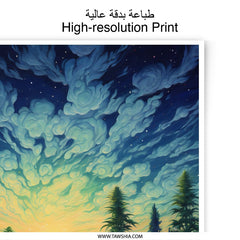 Cannabis Field Photographic Print, Forest Path Art Print, Night Sky Wall Art, Dreamy Nature Photo, Landscape Print, Home Decor - Tawshia