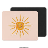 Smiling Sun Mouse Pad, Cute Office Decor, Sunshine Desk Accessory, Happy Face Mousepad, Funny Gift for Her, Positive Vibes, Kawaii Mouse Pad - Tawshia