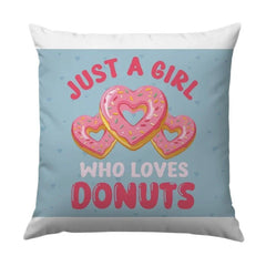 Donut Lover Pillow, Girl Who Loves Donuts, Heart Shaped Donuts Pillow, Sweet Tooth Gift, Foodie Decor, Cute Throw Pillow - Tawshia