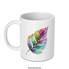 Colorful Feather Mug, Watercolor Design, Nature Lover Gift, Unique Coffee Mug, Artistic Mug, Gift Idea - Tawshia