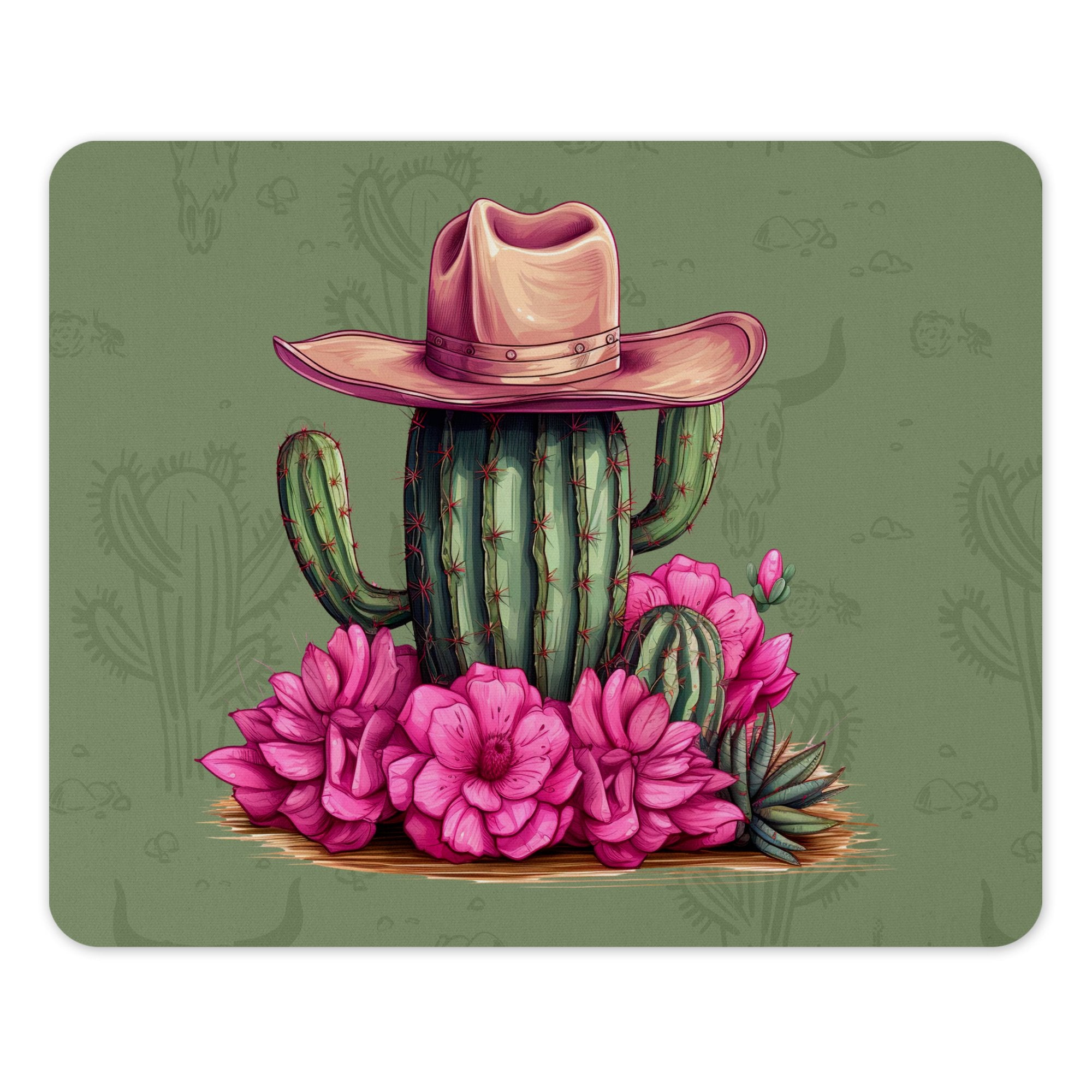 Western Cactus with Hat Design Mouse Pad product