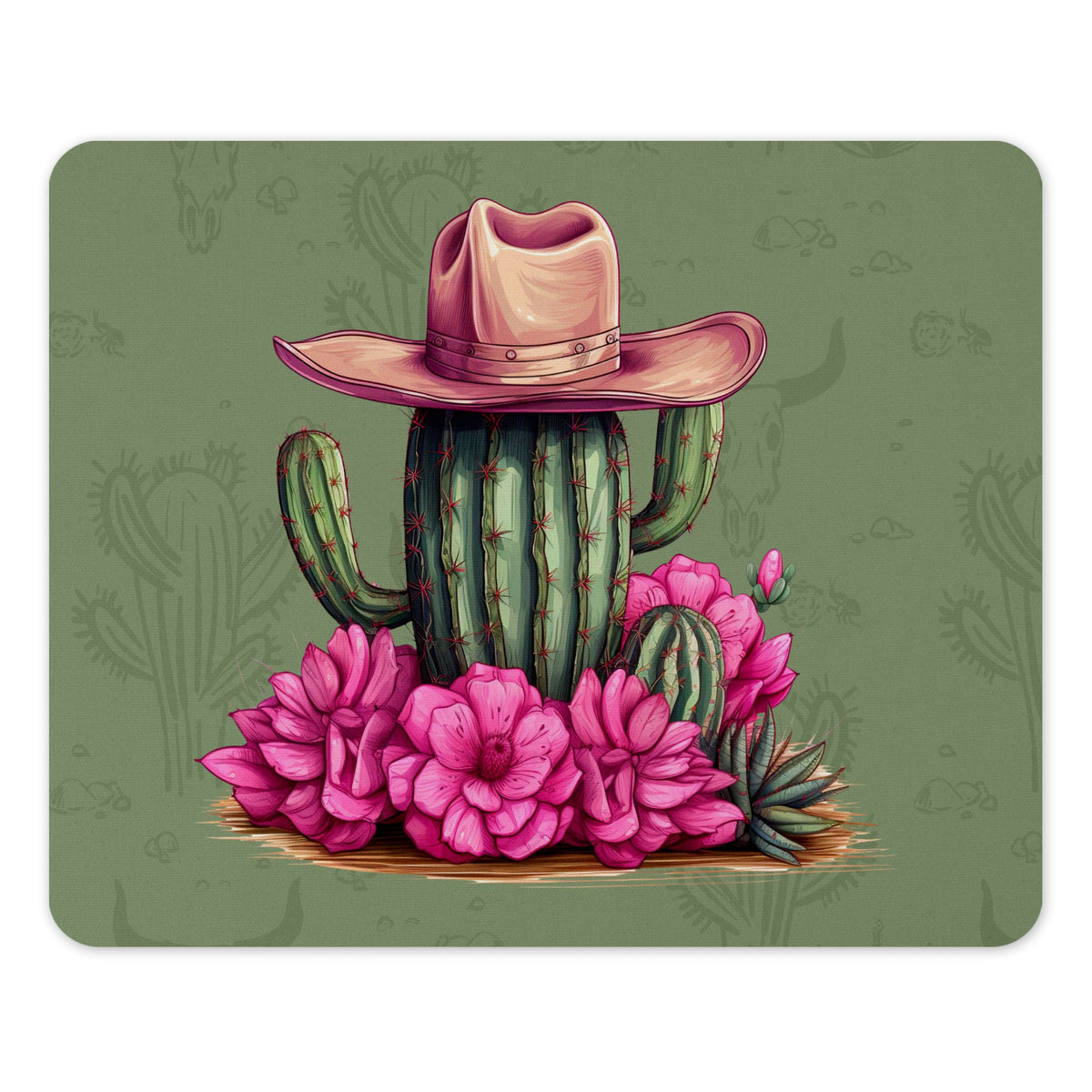 Western Cactus with Hat Design Mouse Pad product