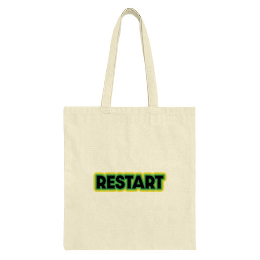 Restart Tote Bag, Motivational Bag, Positive Vibes, Graphic Tote, Everyday Carryall, Durable Shopper, Stylish Tote Bag, Reusable Gift - Tawshia