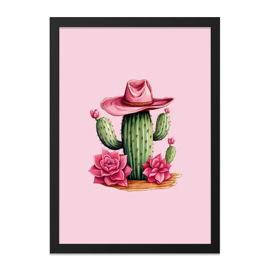 Pink Cowboy Cactus Wall Art, Western Decor, Desert Wall Art, Cute Cactus Print, Southwest Art, Framed Art Print - Tawshia