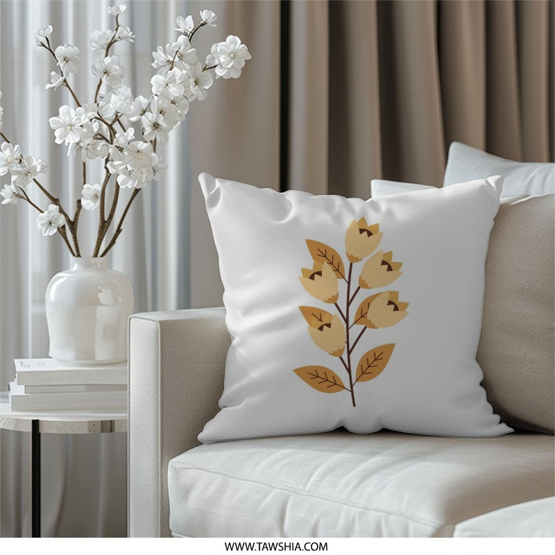 Floral Branch Pillow, Decorative Throw Pillow, Accent Pillow, Home Decor Pillow, Modern Pillow, Flower Design Pillow - Tawshia