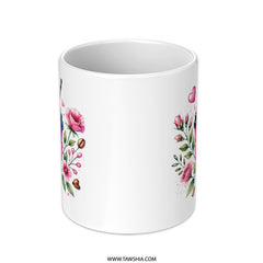 Pink Drink Mug, Floral Coffee Cup, Latte Art, Cute Coffee Mug, Gift for Her, Coffee Lover Gift, Unique Mug Design, Tea Cup, Gift Mug - Tawshia