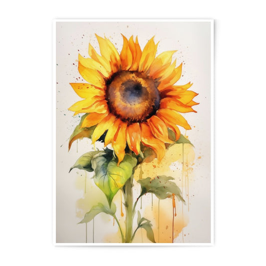 Sunflower Photographic Print, Watercolor Floral Art, Botanical Wall Decor, Summer Flower Print, Gift for Gardener, Home Decor, Wall Art - Tawshia