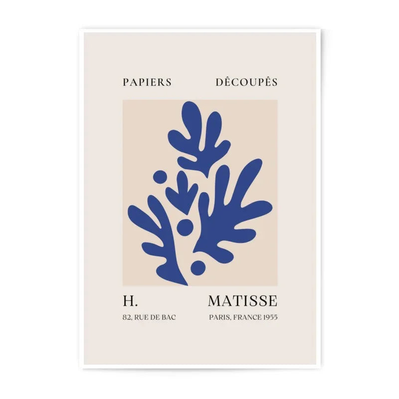 Henri Matisse Photographic Print, Blue Plant Art Print, Papieres Decoupes Wall Art, Minimalist Home Decor, Matisse Exhibition Poster - Tawshia