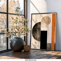 Minimalist Geometric Art Wall Art, Abstract Shapes Print, Modern Home Decor, Black and Beige Wall Decor, Contemporary Art Print - Tawshia