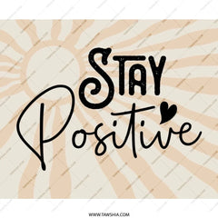 Stay Positive MousePad, Inspirational Desk Decor, Motivational Office Gift, Positive Vibes, Boho Style, Cute Heart, Trendy Mouse Pad - Tawshia