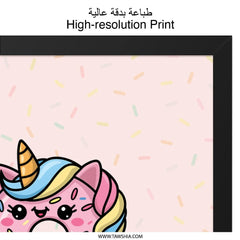 Birthday Girl Framed Wall Art, Unicorn Donut Print, Cute Nursery Decor, Girl Birthday Gift, Kids Room Art, Party Decoration, Sweet Treat Art - Tawshia
