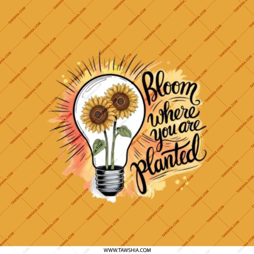 Sunflower Pocket Mirror, Bloom Where You Are Planted Design, Floral Compact Mirror, Inspirational Quote, Motivational Gift for Her - Tawshia