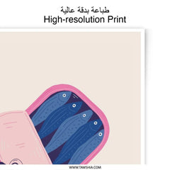 Sardine Photographic Print, Food Market Art, Seafood Illustration, Kitchen Decor, Modern Wall Art, Unique Gift Idea, Fish Lover Gift - Tawshia