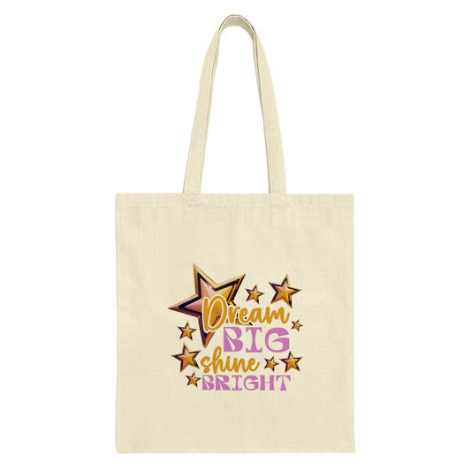 Dream Big Shine Bright Tote Bag, Motivational Bag, Inspirational Gift, Positive Vibes Tote, Starry Design Bag, Everyday Carry Bag - Tawshia