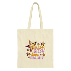 Dream Big Shine Bright Tote Bag, Motivational Bag, Inspirational Gift, Positive Vibes Tote, Starry Design Bag, Everyday Carry Bag - Tawshia