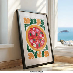 Pizza Wall Art, Foodie Decor, Kitchen Wall Decor, Fun Wall Art, Pizza Lover Gift, Mushroom Art, Illustrated Art Print, Home Decor - Tawshia