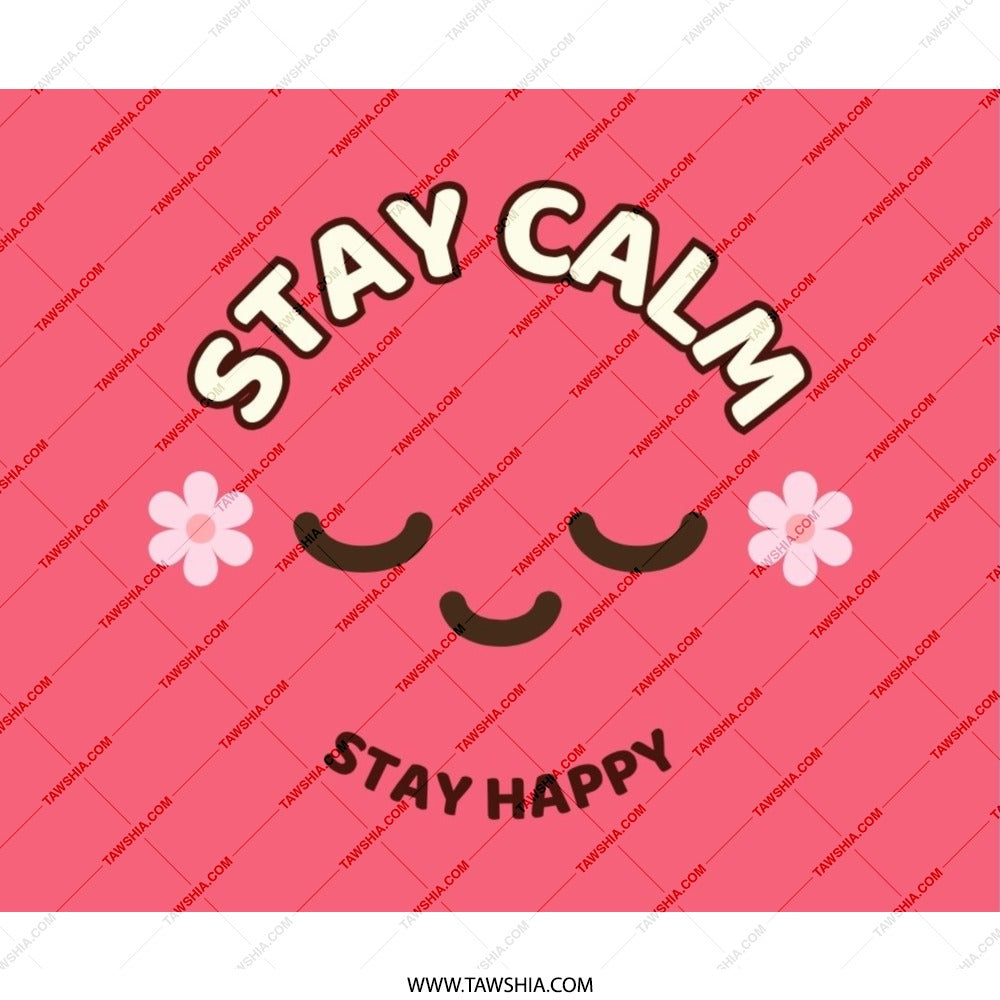 Stay Calm Mouse Pad, Stay Happy Desk Decor, Cute Office Accessories, Positive Vibes, Flower Mousepad, Inspirational Gift, PC Gaming Mousepad - Tawshia