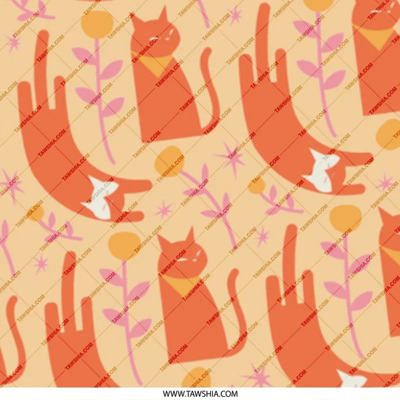 Cartoon Cats and Florals Illustration product type