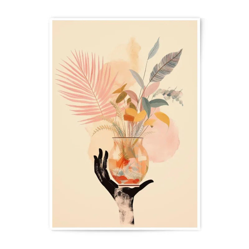 Botanical Photographic Prints, Hand Holding Vase Art, Floral Art, Houseplants Print, Modern Wall Decor, Trendy Art Prints - Tawshia
