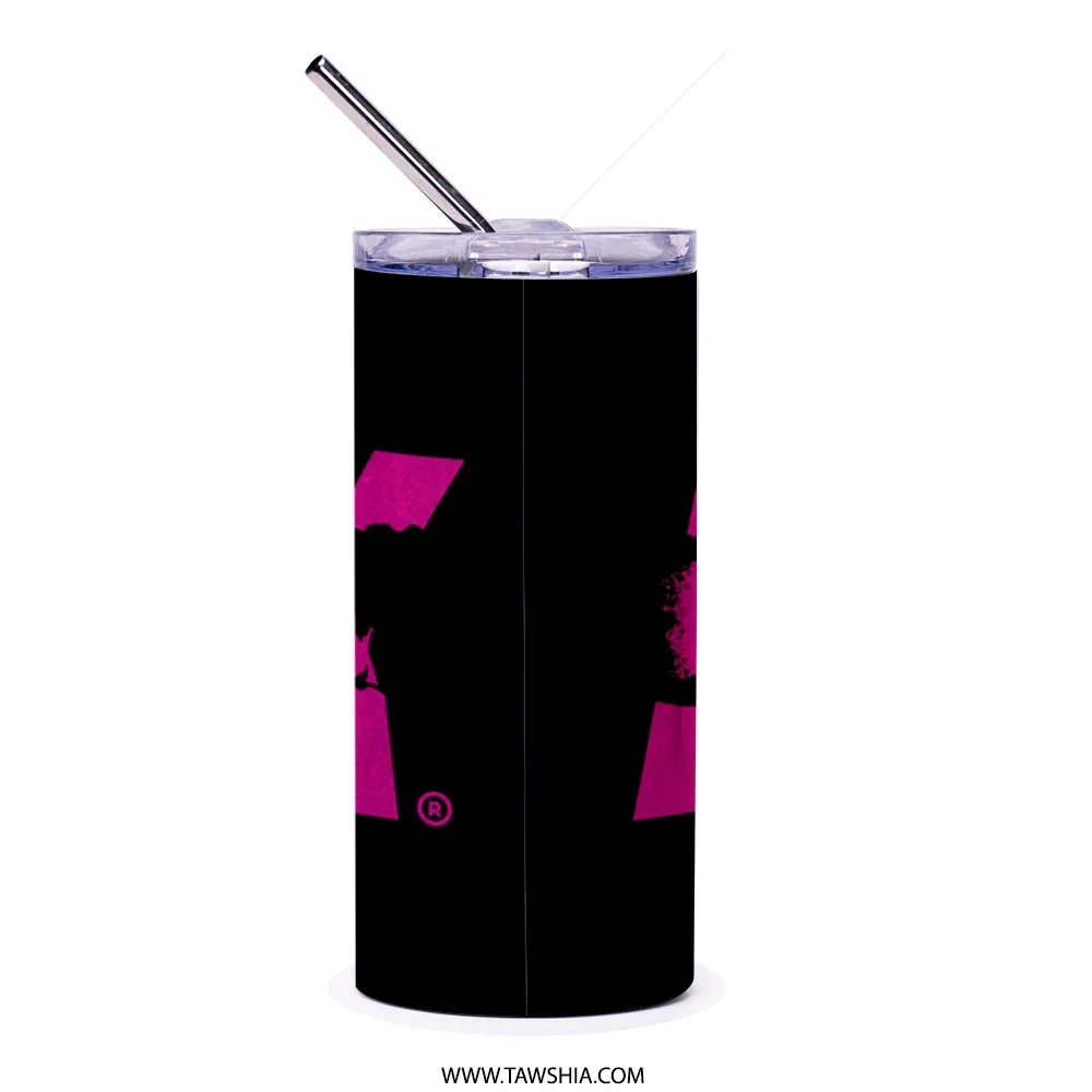 Stylish Black Tumbler with Pink Print Design Tumbler Product